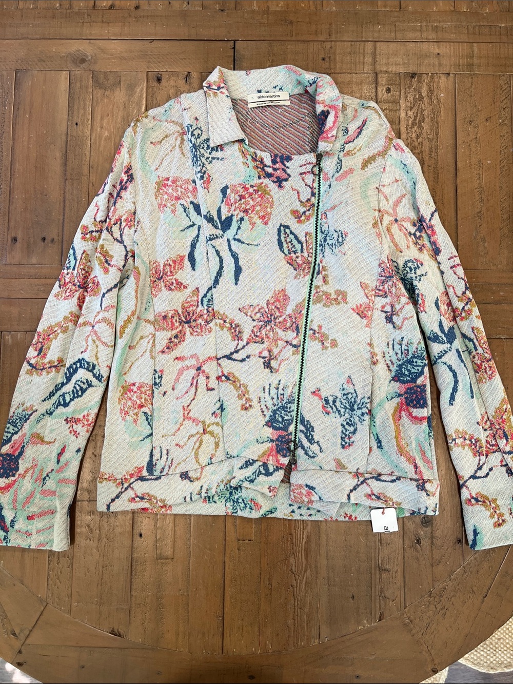 Aldo Martins Cadiz Asymmetrical Zip Front Jacket Women’s 8 Woven Floral New